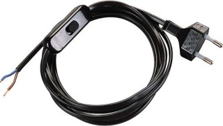Cablaggio interruttore unipolare + spina 10A cavo 1,5mt sezione 2x0,7 Nero