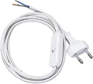 Cablaggio interruttore unipolare + spina 10A cavo 2mt sezione 2x0,75 Bianco