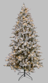 Albero innevato 2,10mt con luci  LB-F Prelit PVC+PE Floc. 500 LED bianco caldo