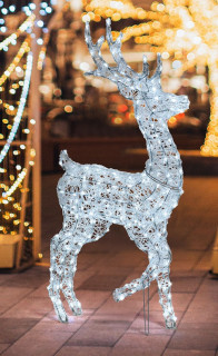 Renna 3D H125cm zampa alzata RP 240 Dual LED  luce bianca + luce fredda + misto SFN Acrilico Soft