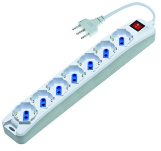 Multipresa 7 prese universali + cavo +interruttore  LIFE