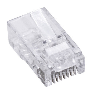Spina PLUG RJ45 8P/8C Contatti Dorati, per cavo UTP CAT6 fili rigidi, CAVO PASSANTE