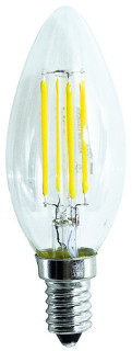 Lampada FILOLED oliva/candela chiara trasparente E14 2,5W 4000°K 320°