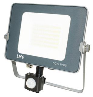 Faretto LED c/sensore di presenza + crepuscolare 50W IP65 4000°K