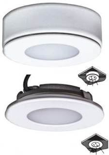 PUNTO LUCE PER MENSOLE, in Alluminio, Incasso e/o Plafone 3.3W 12V 3000°K  foro incasso Ø59mm