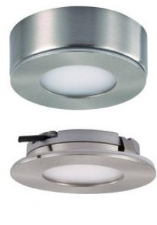 PUNTO LUCE PER MENSOLE, in Alluminio, Incasso e/o Plafone 3.3W 12V 3000°K  foro incasso Ø59mm