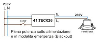 Kit Conversione in Emergenza Luci LED, In 100-277Vac - Out 220Vac, Max Carico 40W