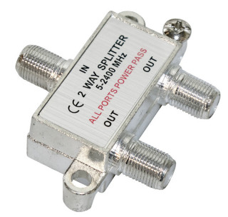 Partitore mini x TV con 2 uscite tipo F e passaggio di CC frequenza 5MHz A 2,4GHZ