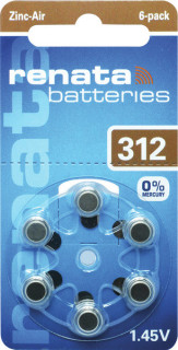 Pila ACUSTICA zinco/aria ZA312 blister 6pz RENATA prezzo x blister