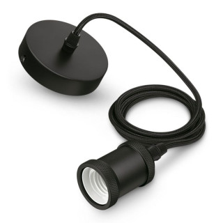 Pendant E27 colore Nero VINTAGE con portalampade e cavo tessuto