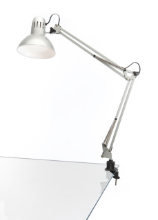LAMPADA DA TAVOLO ARCHITETTO ORIENTABILE C/MORSETTO FLEX ARGENTO
CON MORSETTO