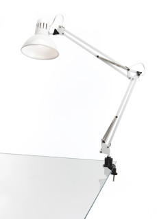 LAMPADA DA TAVOLO ARCHITETTO ORIENTABILE C/MORSETTO FLEX BIANCO
CON MORSETTO