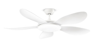 Ventilatore in metallo bianco con luce LED 5 pale in acrilico Ø 130cm