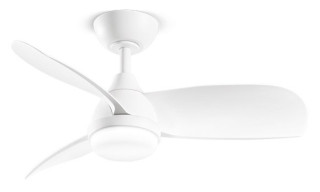 Ventilatore in metallo bianco 3 pale in acrilico con luce TRI-color LED Ø 91,5cm