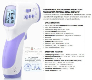 TERMOMETRO DIGITALE INFRAROSSI HT3350 CERTIFICATO AD USO MEDICO