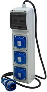 Quadro portatile da cantiere 3 prese CEE 2P+T 16A IP67 c/cavo 3x2,5 H07RNF + spina CEE 2P+T 16A con protezione magnetotermico (vedi descrizione)