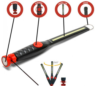Lampada da lavoro alta luminosità LED COB 3W RICARICABILE extra piatta con base magnetica