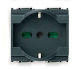 Presa 2P+T 16A universale grigio